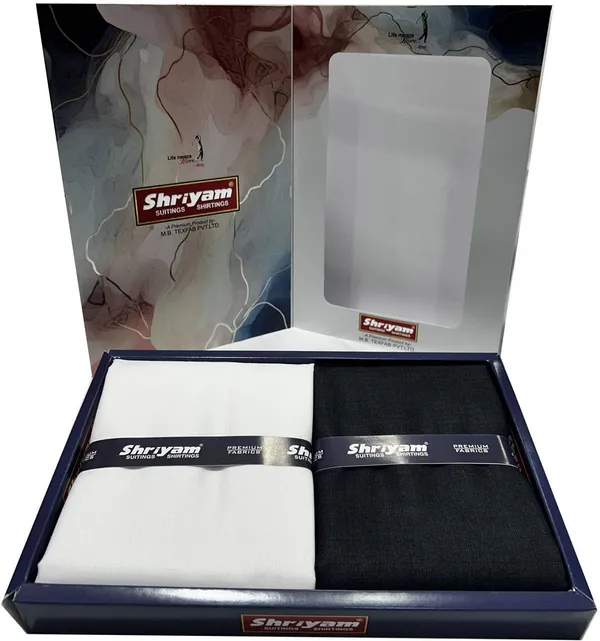 Shriyam_White_And_Black_Poly_Cotton_Solid_Shirt_And_Trouser_Fabric_For_Men