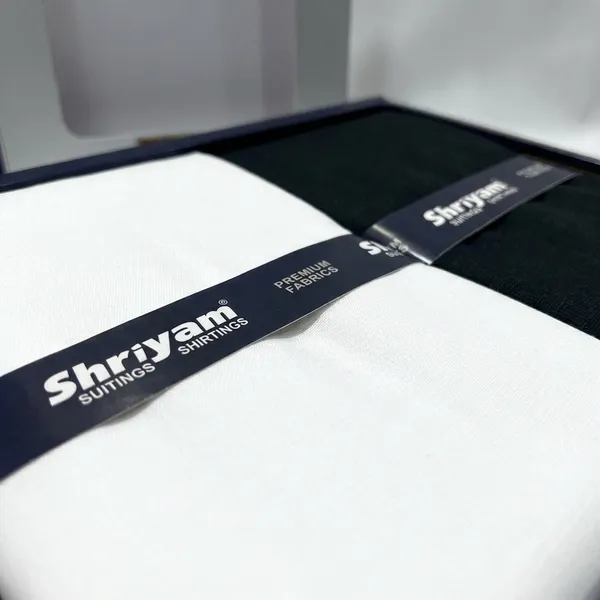 Shriyam_White_And_Black_Poly_Cotton_Solid_Shirt_And_Trouser_Fabric_For_Men