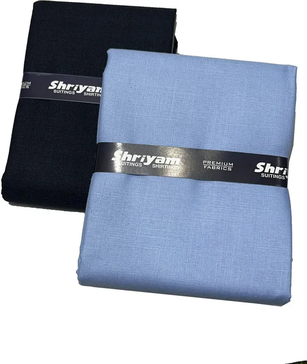 Shriyam_Blue_And_Black_Poly_Cotton_Solid_Shirt_And_Trouser_Fabric_For_Men