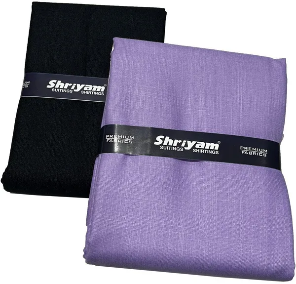 Shriyam_Purple_And_Black_Poly_Cotton_Solid_Shirt_And_Trouser_Fabric_For_Men
