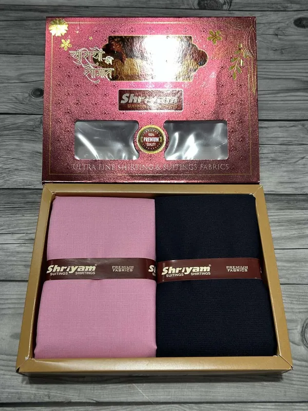 Shriyam_Pink_And_Black_Poly_Cotton_Checkered_Shirt_And_Trouser_Fabric_For_Men