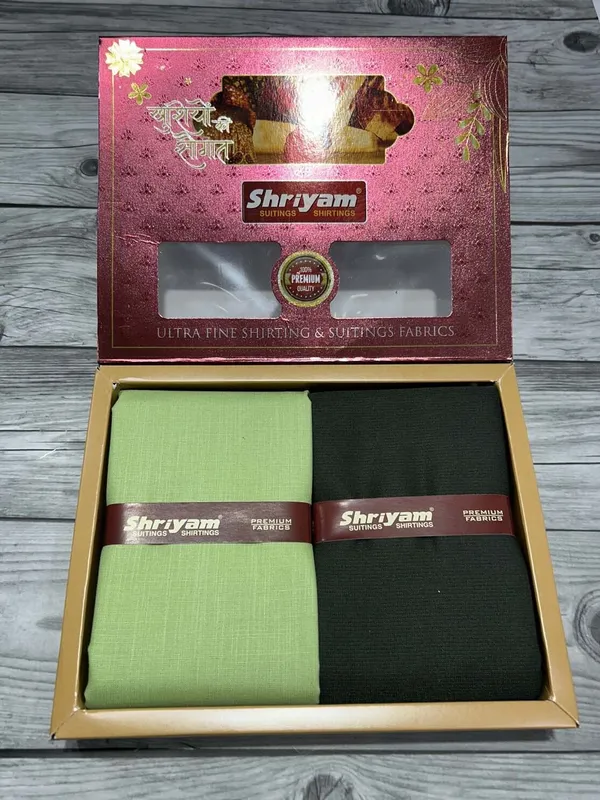 Shriyam_Green_And_Black_Poly_Cotton_Checkered_Shirt_And_Trouser_Fabric_For_Men