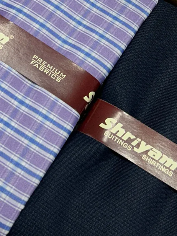 Shriyam_Multicolor_Poly_Cotton_Checkered_Shirt_And_Trouser_Fabric_For_Men