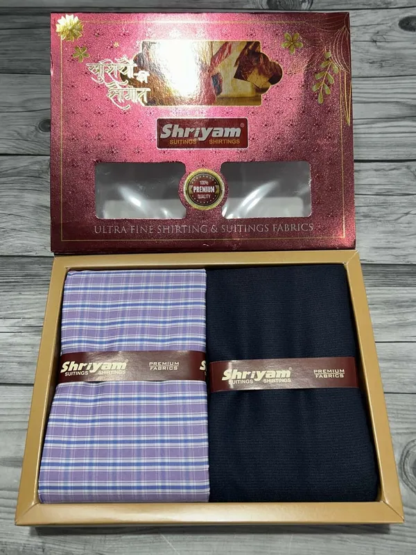 Shriyam_Multicolor_Poly_Cotton_Checkered_Shirt_And_Trouser_Fabric_For_Men