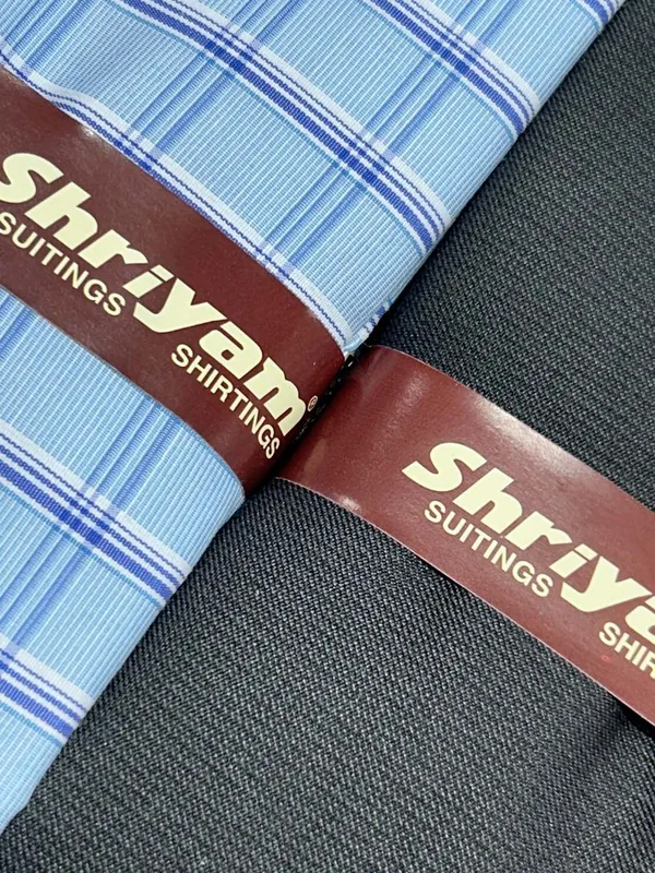 Shriyam_Multicolor_Poly_Cotton_Checkered_Shirt_And_Trouser_Fabric_For_Men