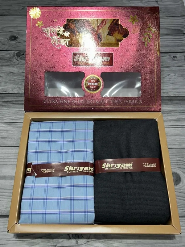 Shriyam_Multicolor_Poly_Cotton_Checkered_Shirt_And_Trouser_Fabric_For_Men