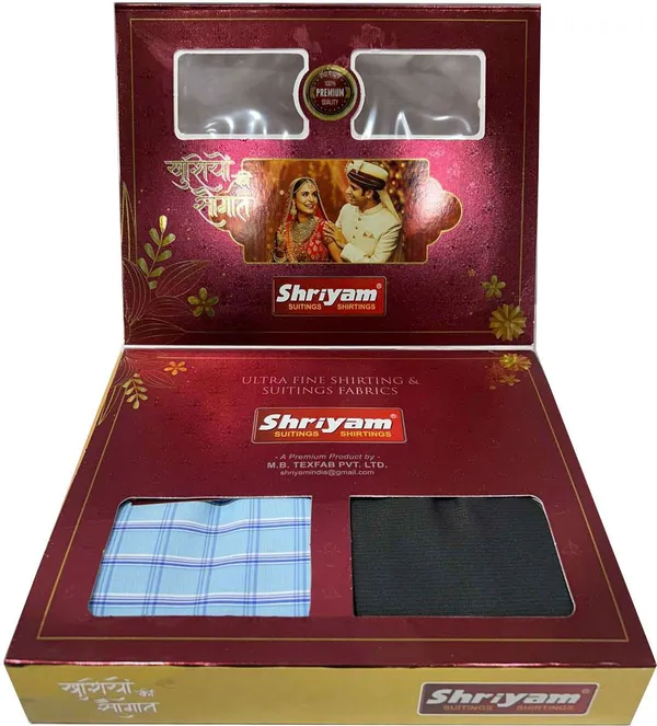 Shriyam_Multicolor_Poly_Cotton_Checkered_Shirt_And_Trouser_Fabric_For_Men