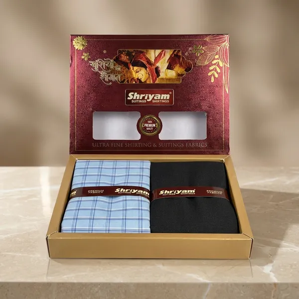 Shriyam_Multicolor_Poly_Cotton_Checkered_Shirt_And_Trouser_Fabric_For_Men