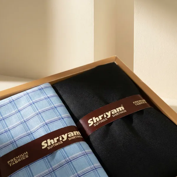 Shriyam_Multicolor_Poly_Cotton_Checkered_Shirt_And_Trouser_Fabric_For_Men