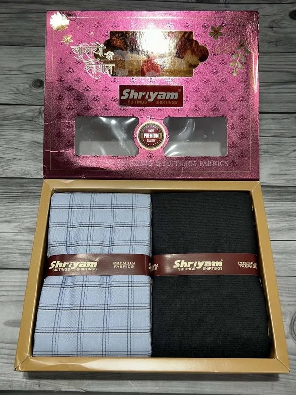 Shriyam_Multicolor_Poly_Cotton_Checkered_Shirt_And_Trouser_Fabric_For_Men