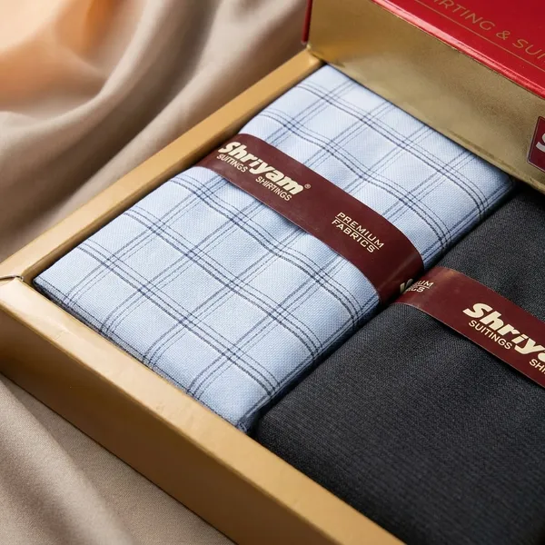 Shriyam_Multicolor_Poly_Cotton_Checkered_Shirt_And_Trouser_Fabric_For_Men