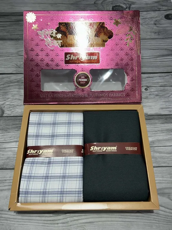 Shriyam_Multicolor_Poly_Cotton_Checkered_Shirt_And_Trouser_Fabric_For_Men