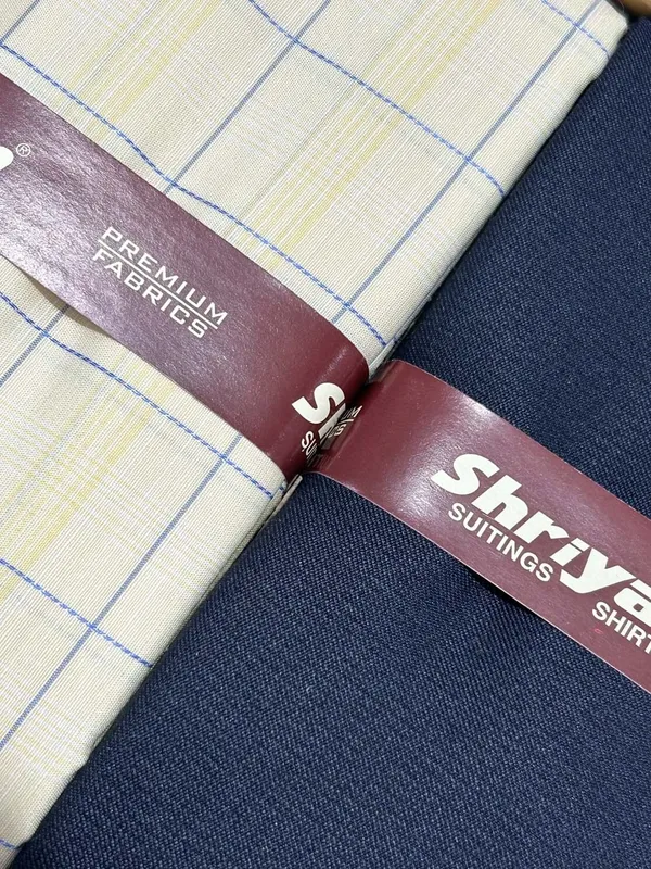 Shriyam_Multicolor_Poly_Cotton_Checkered_Shirt_And_Trouser_Fabric_For_Men