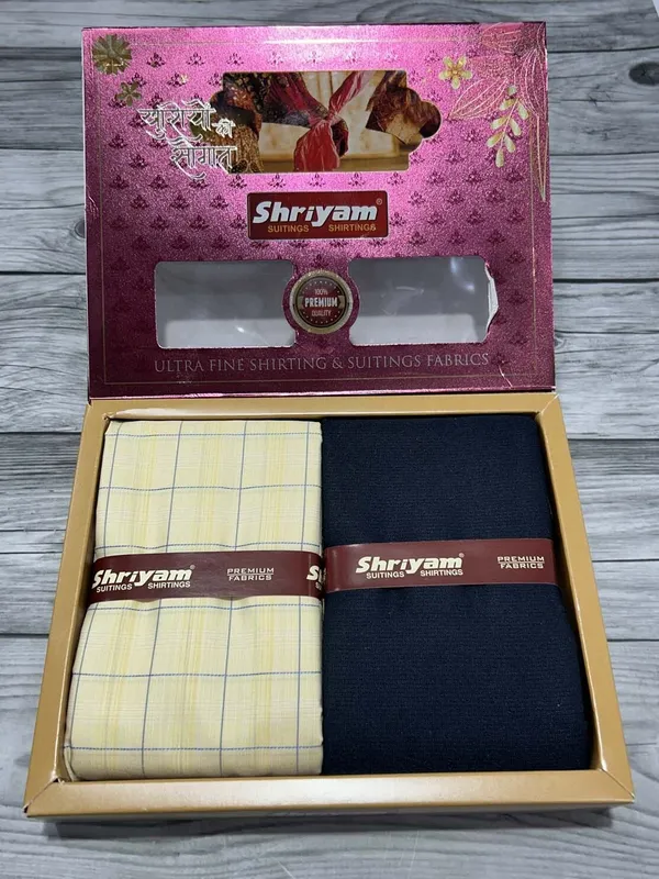 Shriyam_Multicolor_Poly_Cotton_Checkered_Shirt_And_Trouser_Fabric_For_Men