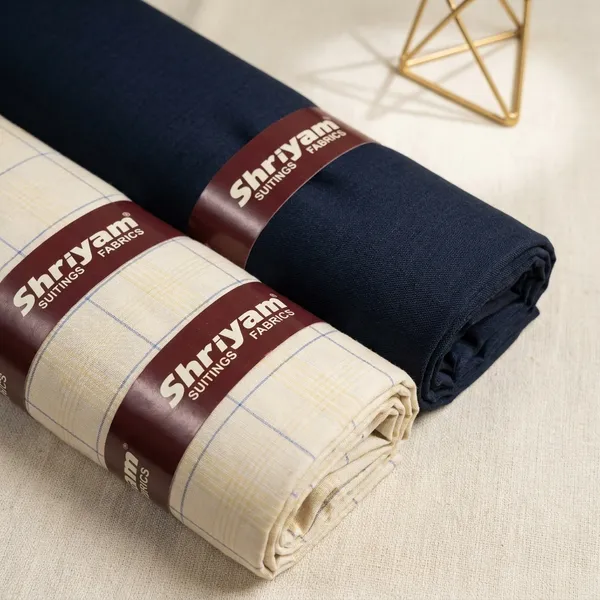 Shriyam_Multicolor_Poly_Cotton_Checkered_Shirt_And_Trouser_Fabric_For_Men