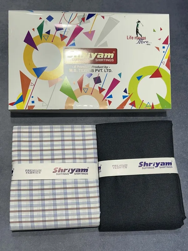 Shriyam_Multicolor_Poly_Cotton_Checkered_Shirt_And_Trouser_Fabric_For_Men