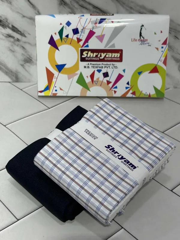 Shriyam_Multicolor_Poly_Cotton_Checkered_Shirt_And_Trouser_Fabric_For_Men