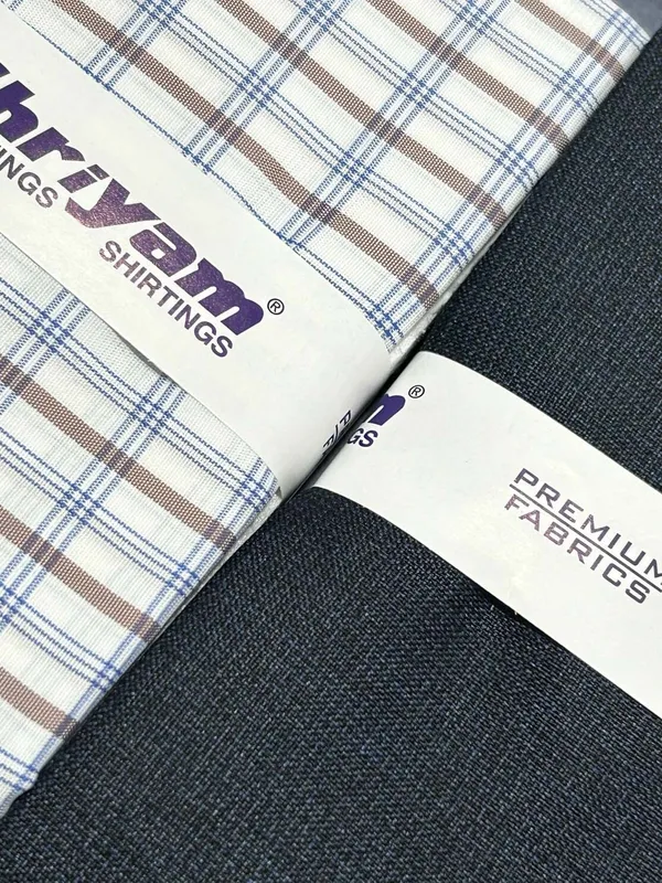 Shriyam_Multicolor_Poly_Cotton_Checkered_Shirt_And_Trouser_Fabric_For_Men