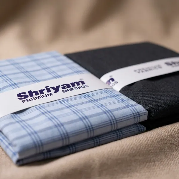 Shriyam_Multicolor_Poly_Cotton_Checkered_Shirt_And_Trouser_Fabric_For_Men