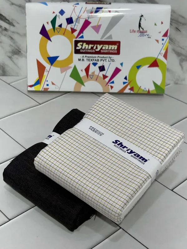 Shriyam_Multicolor_Poly_Cotton_Checkered_Shirt_And_Trouser_Fabric_For_Men