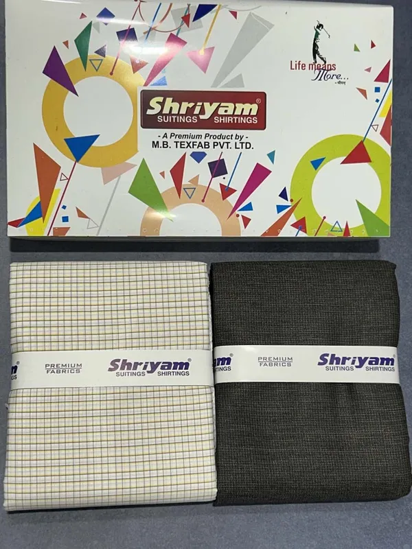 Shriyam_Multicolor_Poly_Cotton_Checkered_Shirt_And_Trouser_Fabric_For_Men