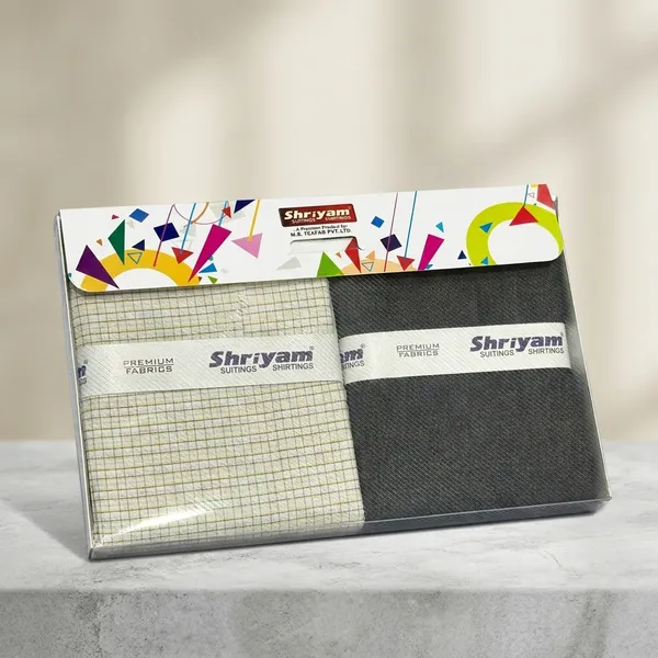 Shriyam_Multicolor_Poly_Cotton_Checkered_Shirt_And_Trouser_Fabric_For_Men