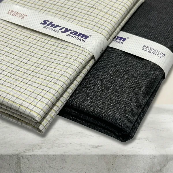 Shriyam_Multicolor_Poly_Cotton_Checkered_Shirt_And_Trouser_Fabric_For_Men