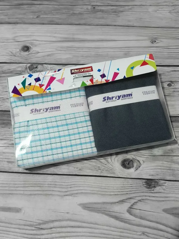 Shriyam_Multicolor_Poly_Cotton_Checkered_Shirt_And_Trouser_Fabric_For_Men