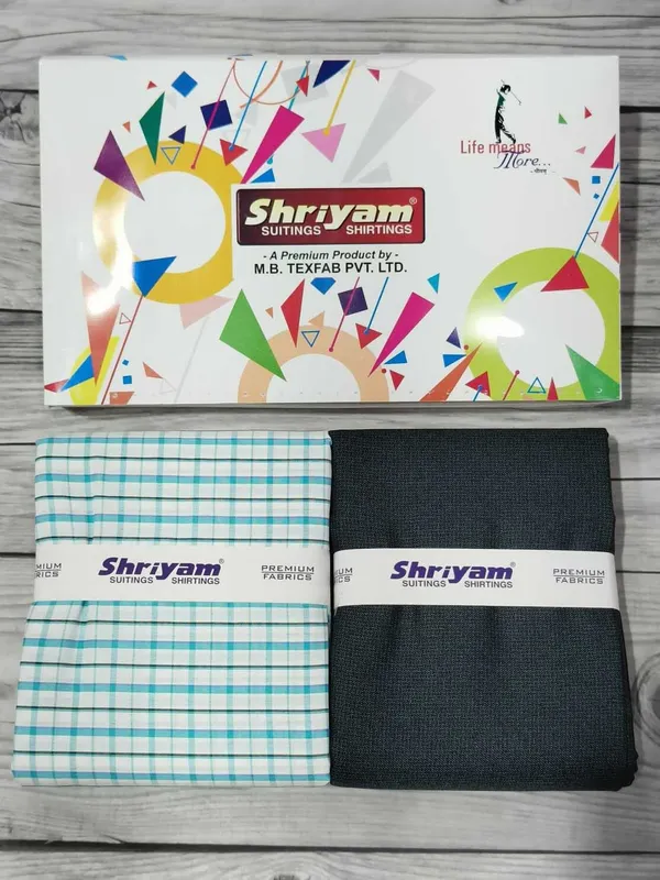 Shriyam_Multicolor_Poly_Cotton_Checkered_Shirt_And_Trouser_Fabric_For_Men