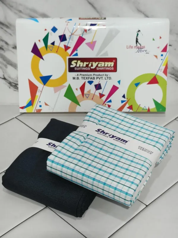 Shriyam_Multicolor_Poly_Cotton_Checkered_Shirt_And_Trouser_Fabric_For_Men