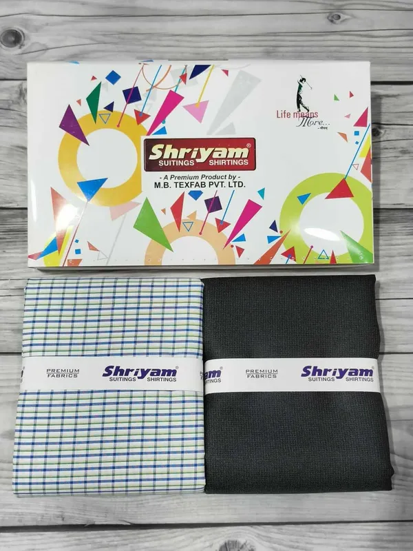 Shriyam_Multicolor_Poly_Cotton_Checkered_Shirt_And_Trouser_Fabric_For_Men
