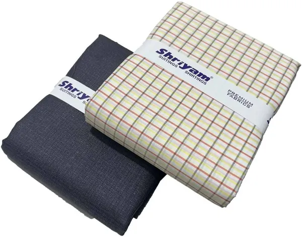 Shriyam_Multicolor_Poly_Cotton_Checkered_Shirt_And_Trouser_Fabric_For_Men