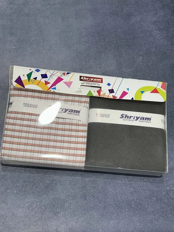 Shriyam_Multicolor_Poly_Cotton_Checkered_Shirt_And_Trouser_Fabric_For_Men