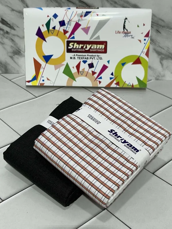 Shriyam_Multicolor_Poly_Cotton_Checkered_Shirt_And_Trouser_Fabric_For_Men
