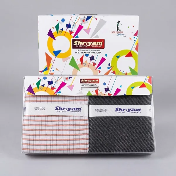 Shriyam_Multicolor_Poly_Cotton_Checkered_Shirt_And_Trouser_Fabric_For_Men