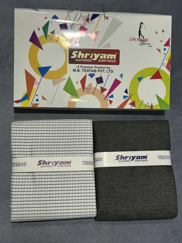 Shriyam_Multicolor_Poly_Cotton_Checkered_Shirt_And_Trouser_Fabric_For_Men