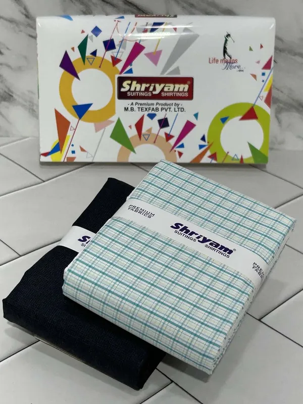 Shriyam_Multicolor_Poly_Cotton_Checkered_Shirt_And_Trouser_Fabric_For_Men