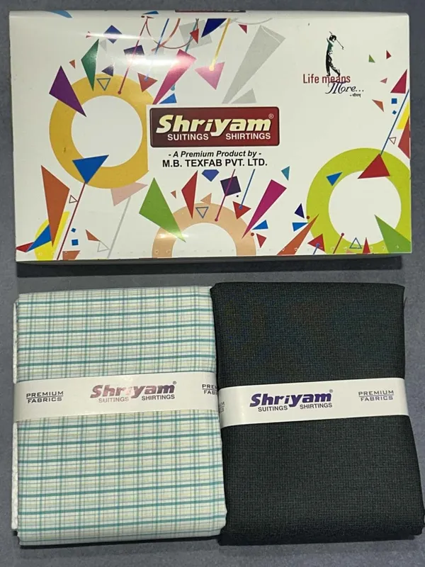 Shriyam_Multicolor_Poly_Cotton_Checkered_Shirt_And_Trouser_Fabric_For_Men