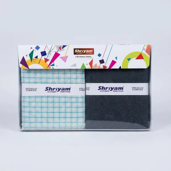 Shriyam_Multicolor_Poly_Cotton_Checkered_Shirt_And_Trouser_Fabric_For_Men