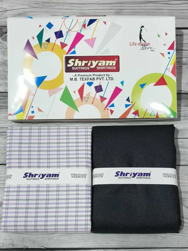 Shriyam_Multicolor_Poly_Cotton_Checkered_Shirt_And_Trouser_Fabric_For_Men