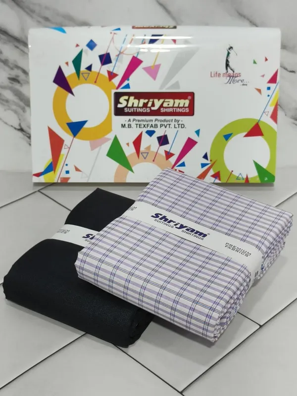 Shriyam_Multicolor_Poly_Cotton_Checkered_Shirt_And_Trouser_Fabric_For_Men
