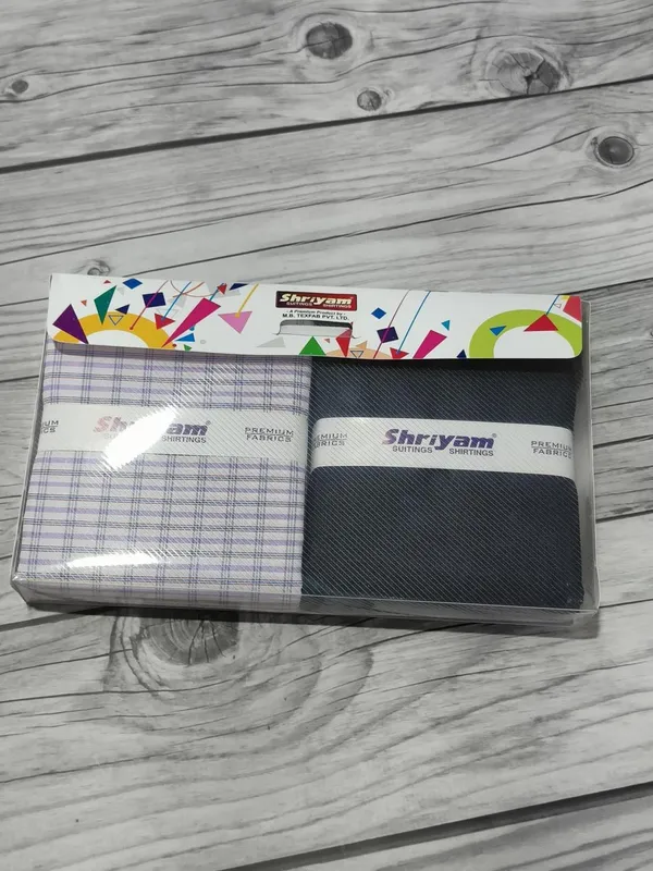 Shriyam_Multicolor_Poly_Cotton_Checkered_Shirt_And_Trouser_Fabric_For_Men