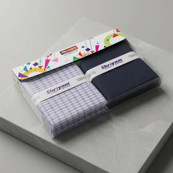 Shriyam_Multicolor_Poly_Cotton_Checkered_Shirt_And_Trouser_Fabric_For_Men