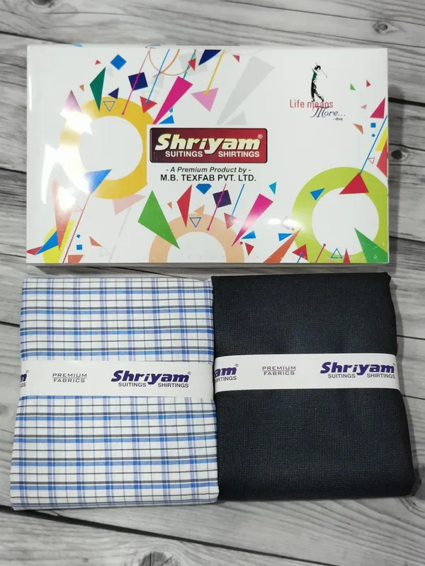 Shriyam_Multicolor_Poly_Cotton_Checkered_Shirt_And_Trouser_Fabric_For_Men