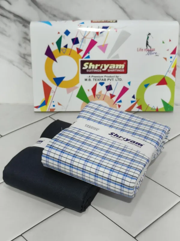 Shriyam_Multicolor_Poly_Cotton_Checkered_Shirt_And_Trouser_Fabric_For_Men