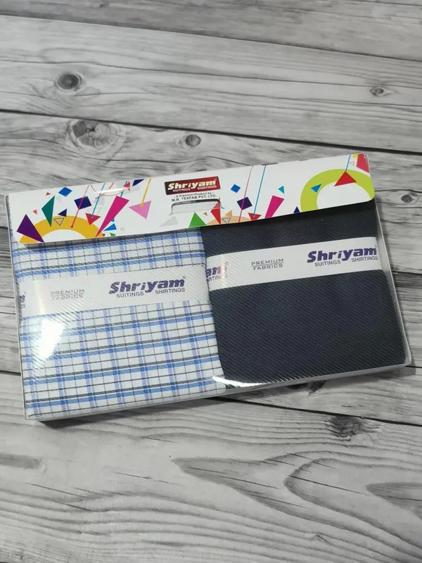 Shriyam_Multicolor_Poly_Cotton_Checkered_Shirt_And_Trouser_Fabric_For_Men