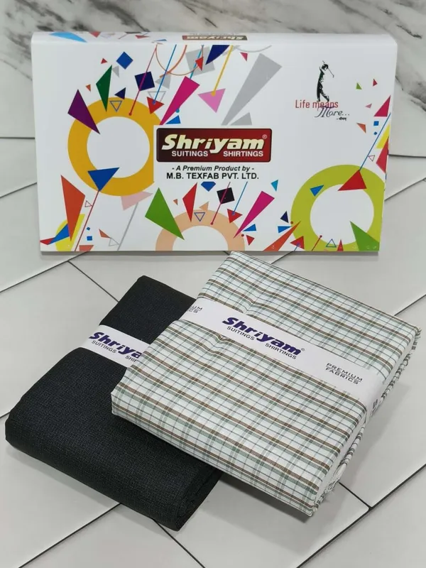 Shriyam_Multicolor_Poly_Cotton_Checkered_Shirt_And_Trouser_Fabric_For_Men