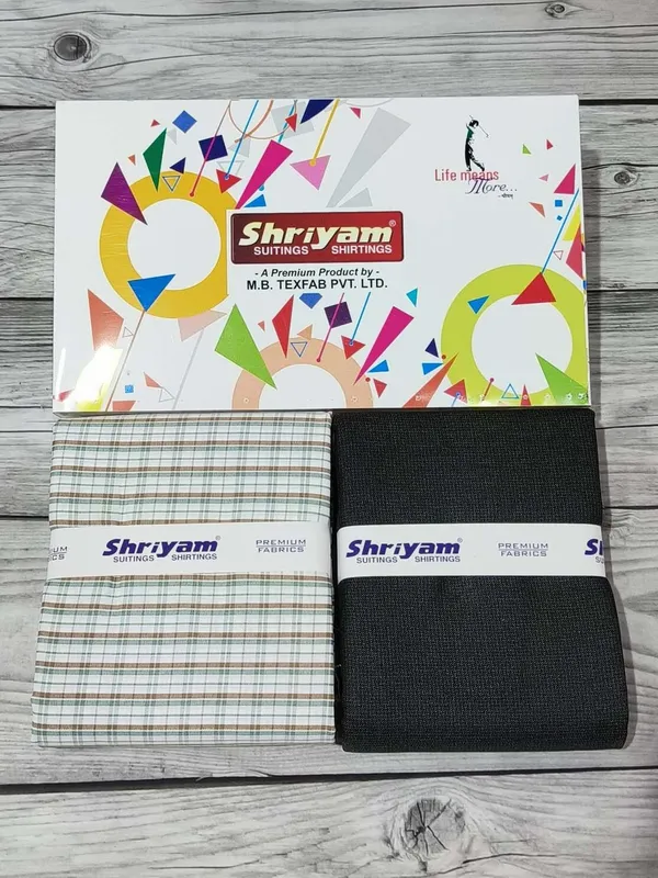 Shriyam_Multicolor_Poly_Cotton_Checkered_Shirt_And_Trouser_Fabric_For_Men