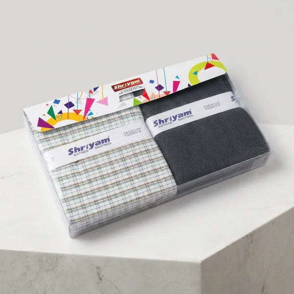 Shriyam_Multicolor_Poly_Cotton_Checkered_Shirt_And_Trouser_Fabric_For_Men