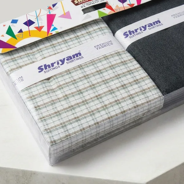 Shriyam_Multicolor_Poly_Cotton_Checkered_Shirt_And_Trouser_Fabric_For_Men